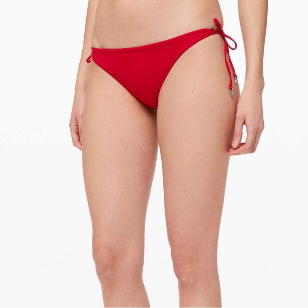 Rare lululemon Sun Soaker reversible cheeky string bikini bottom, Dark Red, 4-6